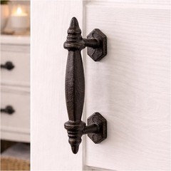 Black Oiled Iron Traditional Handle Pull for Door Cabinet or Drawer Iron Handles