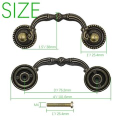 2 Pack 3″ Hole Centers Antique Drawer Pulls Vintage Bronze Cabinet Handles Dr…