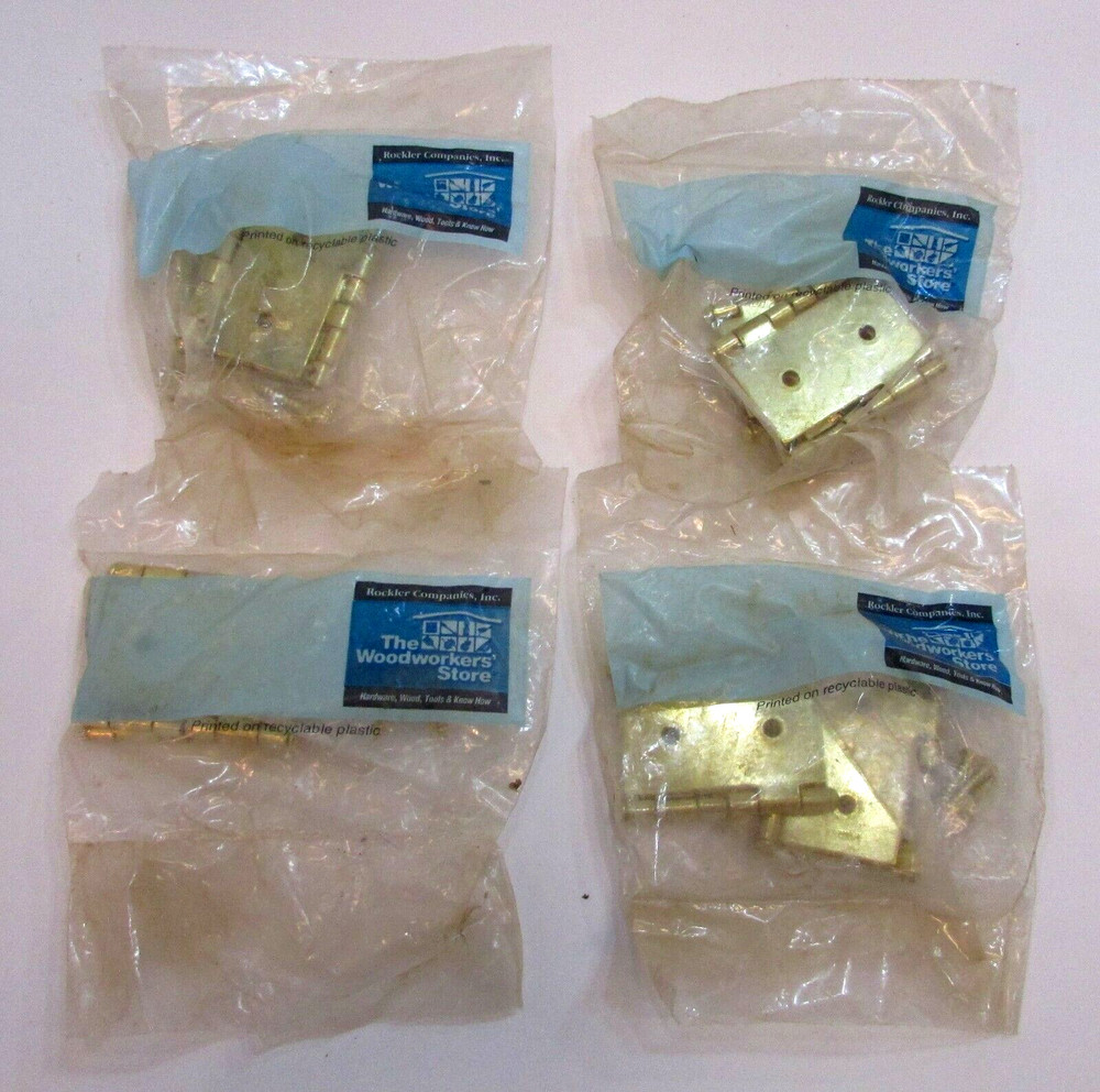 Eight New Vintage Woodworking Store Brass Plated Folding Screen Hinges 1-1/8″