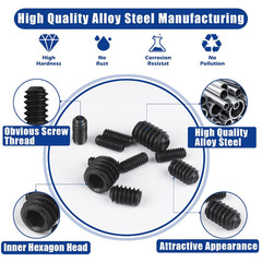 1000Pcs Metric + SAE Set Screw Assortment Kit, Internal Hex Drive Cup-Point Alle