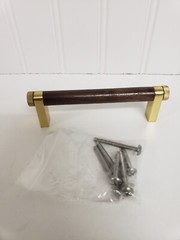 Rejuvenation West Slope Drawer Pull Walnut Wood and Aged Brass 4″ C105370