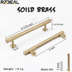 Solid Brass Gold Cabinet Pulls 5-Inch Hole Centers for Kitchen Cupboard