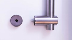 Pair Modern round Kitchen Cabinet, Barn Door Handle, Drawer Pull Stainless Steel