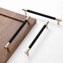 2-Pack 7.5in 192mm Gold Black Knurled Bar Cabinet Pulls Aluminum Handles