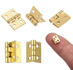 100Pcs Mini Brass Hinges Hardware Small Tiny for Miniature Furniture Wooden Box