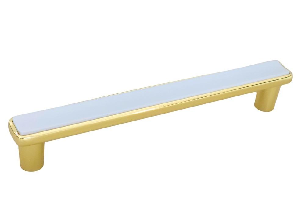 5-Pack 5in 128mm Two-Tone White Gold Modern Kitchen Cabinet Pulls Zinc