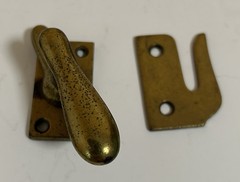 Antique Ice Box or Country Cabinet Door Latch &Flat Keeper Brass Colored