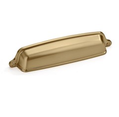 6 Pack 3.75 96mm Gold Cup Pulls, Brushed Brass Cabinet Hardware, Drawer Pulls