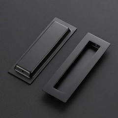 8 Pack 5.9in Black Sliding Closet Door Handles, Flush Pulls, Recessed, Square