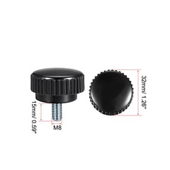 M8 x 15mm Male Thread Knurled Clamping Knobs Grip Thumb Screw on Type 2pcs