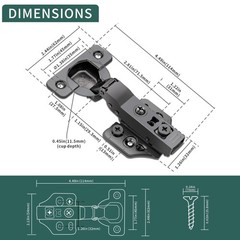 4 PCS Half Overlay Soft Close Cabinet Hinges 105 Deg Frameless 3Way Adj