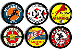 Vintage Gasoline Cabinet Knobs – Retro Oil Brand Drawer Pulls, 6pc Set