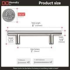 Pack Cabinet Pulls 3 Inch Handles Stainless 3in hole centers 15 Brushed Nickel