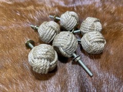 6 pcs Jute Rope Door Knobs Drawer Pulls for Cabinets, Wardrobes Cupboards Decor