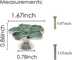 4 White Flower Petal Handles Kitchen Cabinet Drawer Knobs & Pulls (Green Screws)