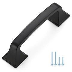 Solid 3 Inch Big Square Foot Cabinet Pulls Matte Black Arch Pull Kitchen Cabi…