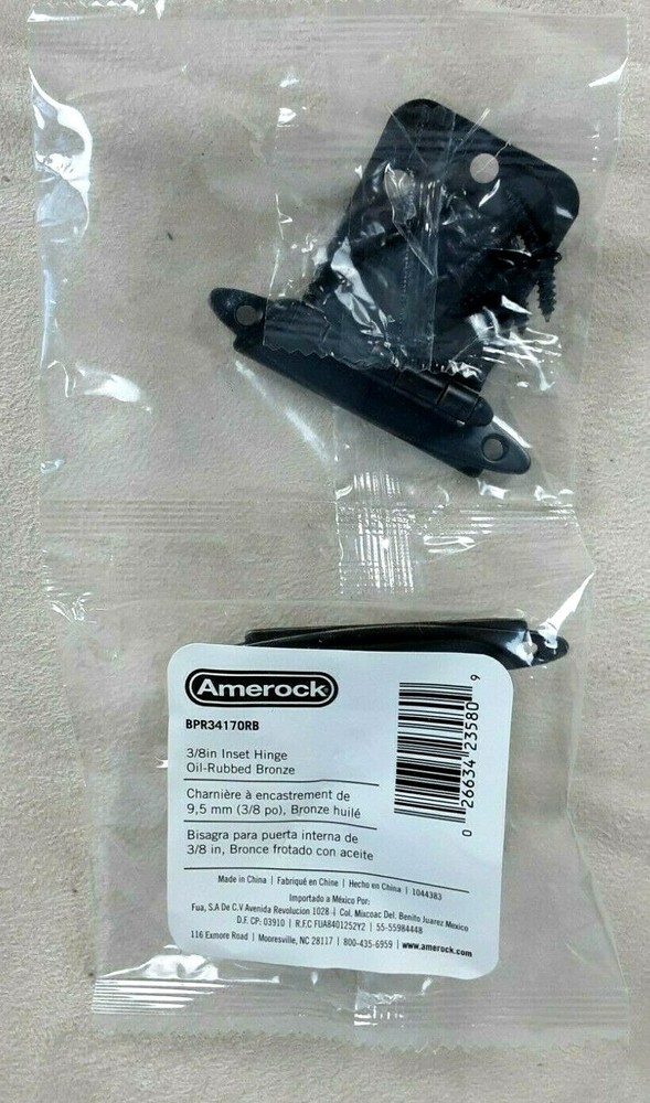Amerock Oil Rubbed Bronze 3/8″ Inset Cabinet Door Hinges 2 Per Pack BPR3417ORB