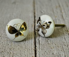 Butterfly Ceramic Door, Cabinet, Cupboard, Kitchen Knobs and Pulls,set of 6