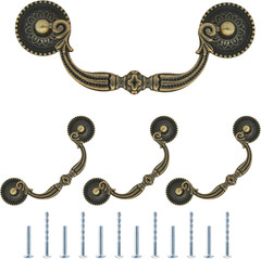 4Pcs 3.75 Inch Hole Center Vintage Drop Bail Drawer Pull Handles, Antique Bronze