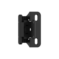 Matte Black 1/4 in (6 Mm) Overlay Self Closing, Partial Wrap Cabinet Hinge (2-Pa