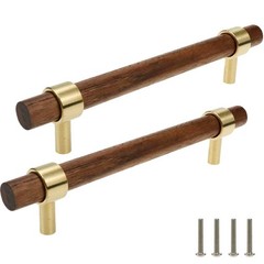 2 PCS 6.69 Inch 170mm Brass Walnut Drawer Pulls Wardrobe Cabinet Handles Screw