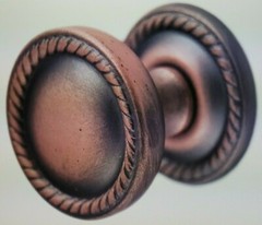 Brass Knob w Backplate Distressed Copper Hardware Knob RK International RKI