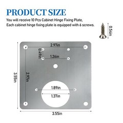 10 Pcs Cabinet Hinge Fixing Plate5 Hole Model Durable Stainless Steel Hinge F…
