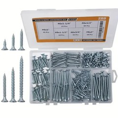 209-Piece Stainless Steel Self-Tapping Screw Assortment Kit, Metal Wood Screws w