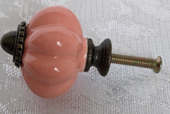 Seimneire PINK Ceramic Pumpkin Cabinet Dresser Draw Pulls Knobs Hardware 1 Piece