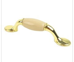 Amerock Lot Of 50 Light Almond Ceramic Polished Brass 3″Cabinet Arch Pull
