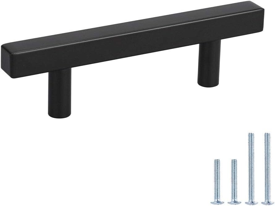 50 Pk 5″ Length 3″ Hole Center T-Bar Kitchen Cabinet Hardware Pulls Matte Black