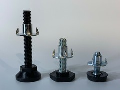 Levelers for Furniture and Cabinets 2.5″ thread length, 1.5″, 1.0″ with T-nuts