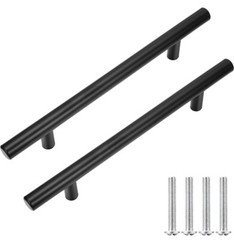 15 Pack 5″ Hole Centers Stainless Steel Black Cabinet Handles Drawer Pulls