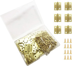 50 Pieces Mini Copper Hinges Retro Brass Hinges with 200 Pieces