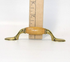 Belwith P794-Oak Polished Brass & Oak 3″ Centers Cabinet Drawer Pull Hardware