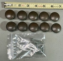 Lot of 10 Vintage Door Drawer Cabinet Round Knob Pulls W Screw