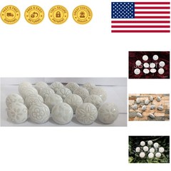 20 Vintage Look Flower Ceramic Knobs – Stylish White & Cream Cabinet Pulls