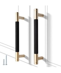 5 Pack Black & Gold Knurled Drawer Pulls Oxidation Finish with Diamond Pattern