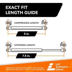 2 pc 10mm Nylon End Universal Lift Supports Gas 7.50 Inches – Black 30 Pounds
