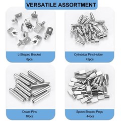 104PCS Shelf Pins Kitchen Cabinet, Premium 4 Styles Kitchen Cabinet Shelf Sup…