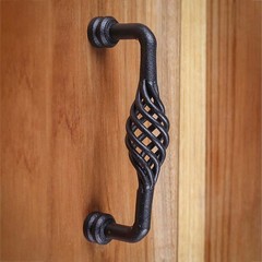 Black Wrought Iron Drawer Handle 6″ Cabinet Pull Birdcage Design Pack of 4