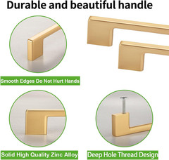 TUNNY 5 Pack Classic Cabinet Handles-7.5″/192mm Screw Spacing Brushed Brass Furn