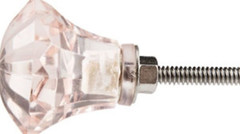Pink Solid Glass Knobs 1 3/8″ For Cabinets Furniture Approx 2.5″ Screw & Nut NEW