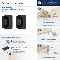 Matte Black 1/2 In. (13 Mm) Overlay Double Demountable, Cabinet Hinge (2-Pack)