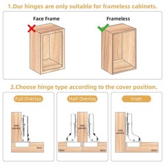 Frameless Inset Soft Close Cabinet Hinges 10-Pack European Style 4D