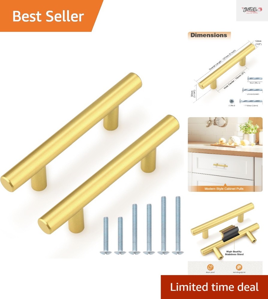 Elegant Gold Cabinet Pulls – 10 Pack Modern Drawer Hardware for Chic Interiors