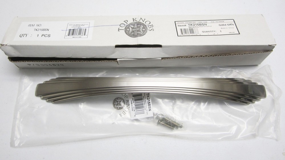 NEW Top Knobs SYDNEY HARBOUR/Flair 12″ c-c APPLIANCE PULL, Brushed Satin Nickel