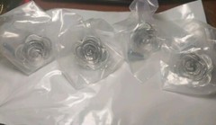 Set of 4 Clear Glass Rose Shape Drawer Pulls Cabinet Knobs 1.5″ Diameter