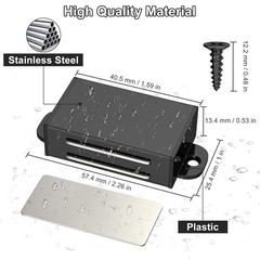 17lb Strong Black Magnetic Door Catches – 2-Pack Rust-Resistant Cabinet Latch