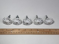 10 Cast Iron Round White Flower Distressed Drawer Cabinet Knob Pull Handle